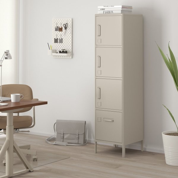 Secura Tall High cabinet with smart lock, beige, 45x172 cm - Image 2