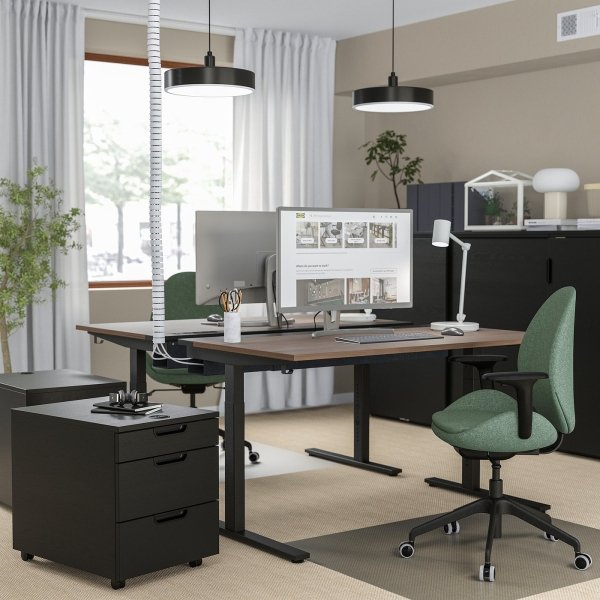 Walvon XL Desk, walnut veneer/black, 140x80 cm - Image 2