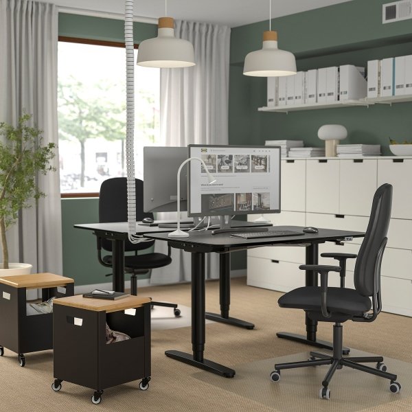 Grastin Office chair with armrests, Gräsnäs dark grey - Image 2