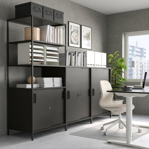 Anthrix Cabinet with sliding doors, anthracite, 80x55x110 cm - Image 2