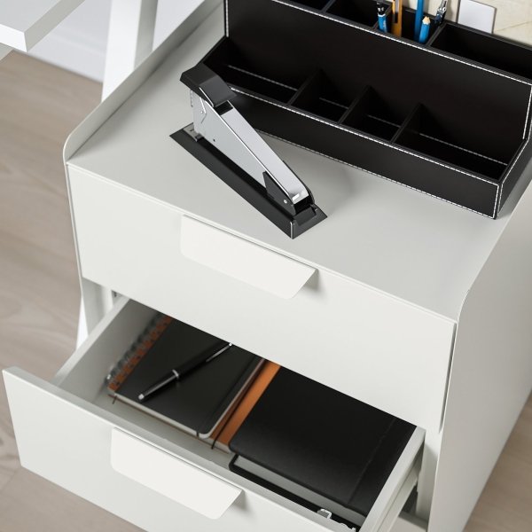 Triplex Drawer unit w 3 drawers on castors, white - Image 2